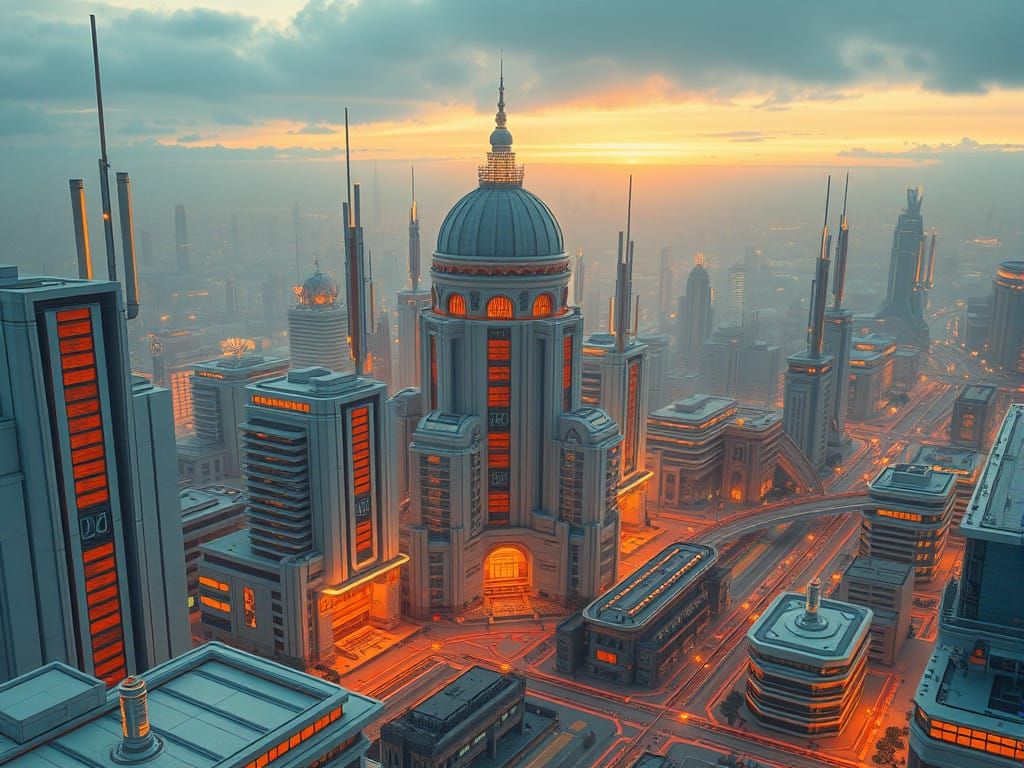 Futuristic Republic Cityscape with Minimalist Architecture