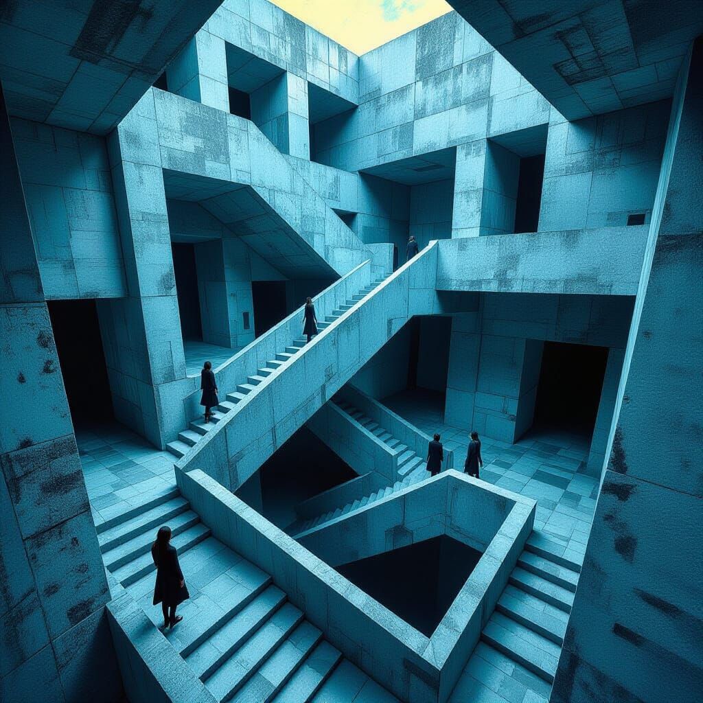 Escher-esque Labyrinth: Brutalist Staircase with Surreal Op ...