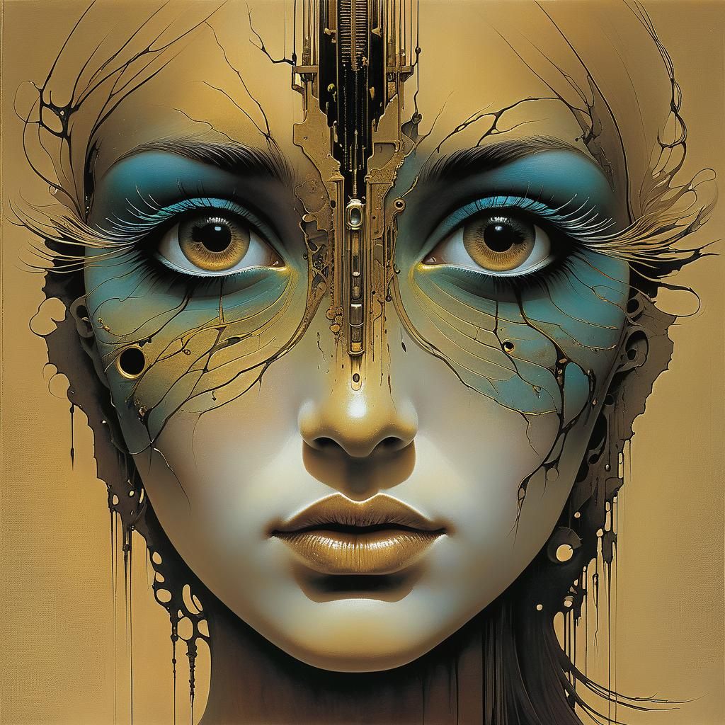 Eerie Eyes: A Surreal Beksiński-Inspired Drawing