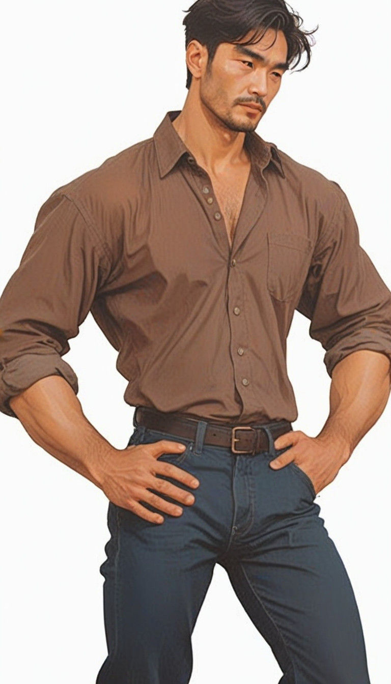 Ethereal Asian Man in Golden Hour