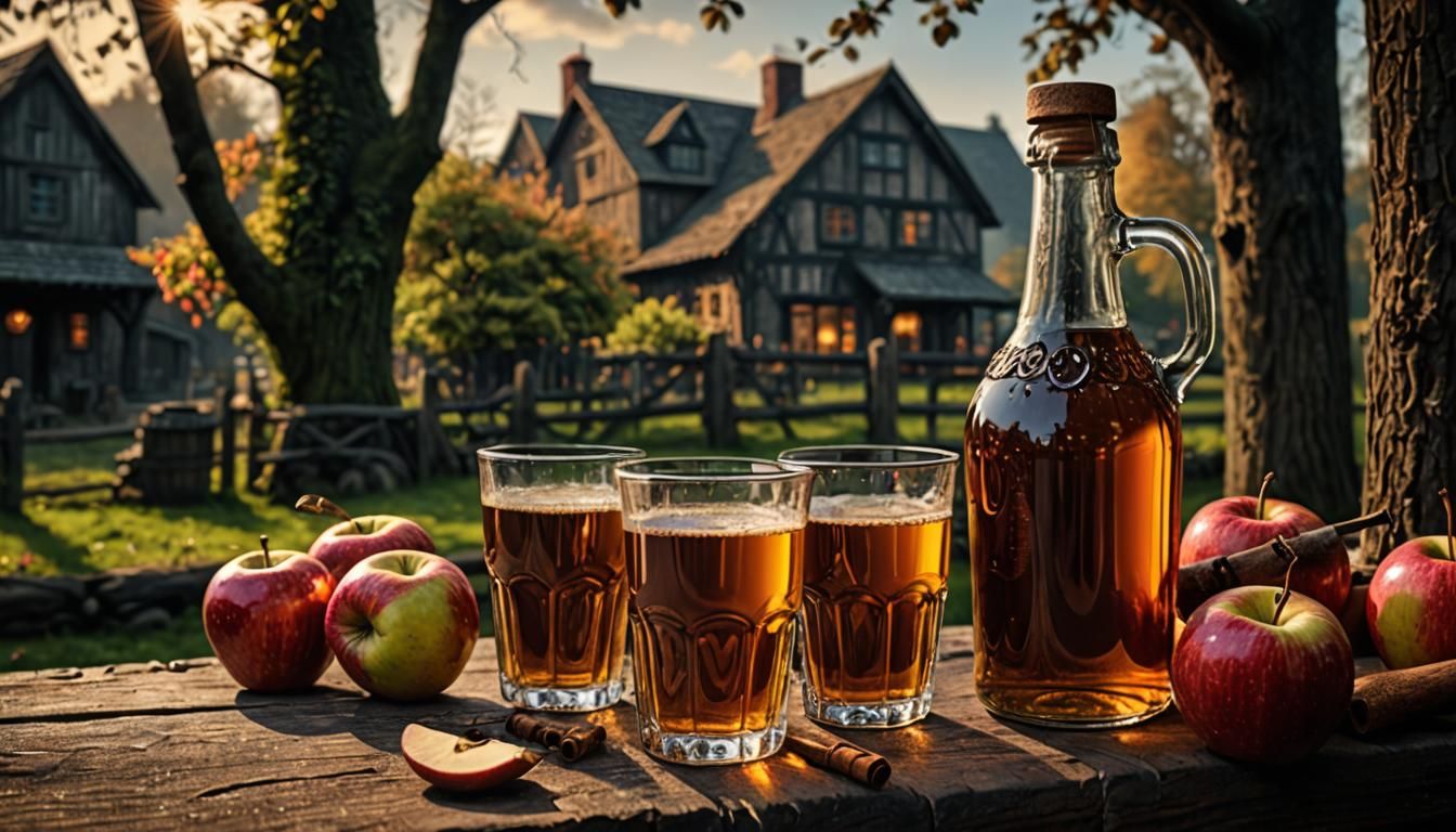 Hyperrealistic Apple Cider Close-Up in High Definition