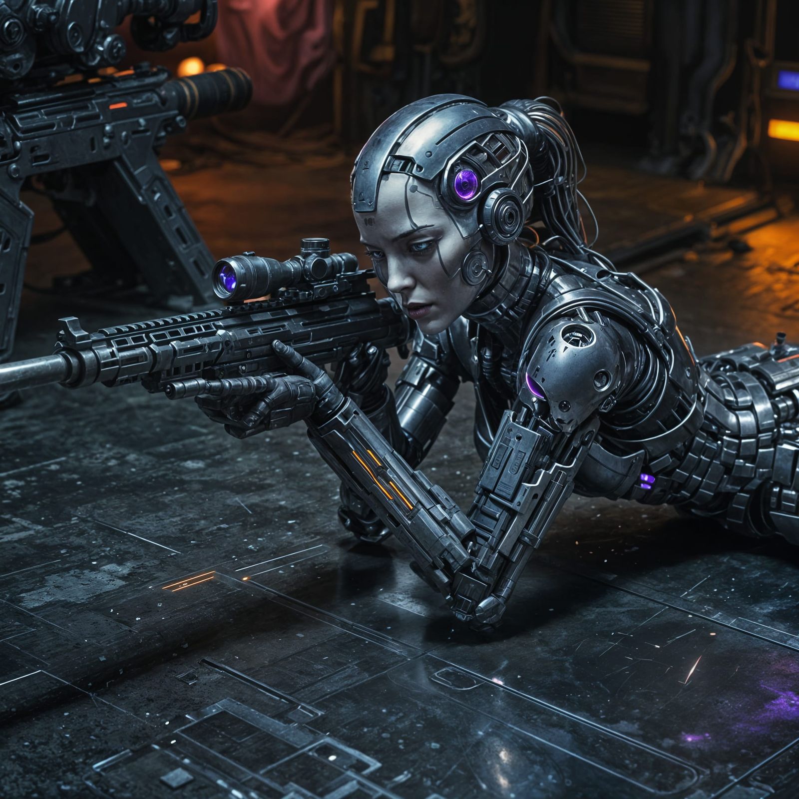 Female Droid Sniper with Lila Energy