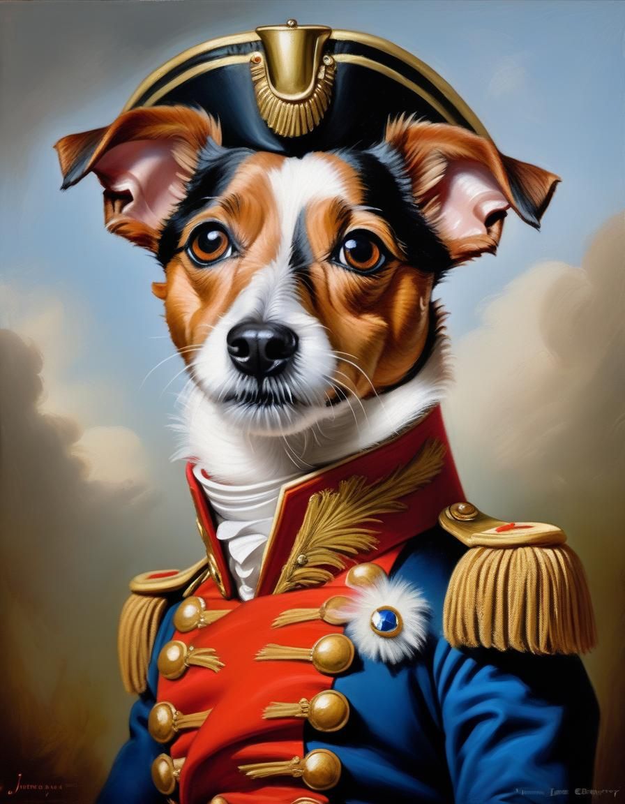 Jack Russell as Napoleon in Cartoon Portrait
