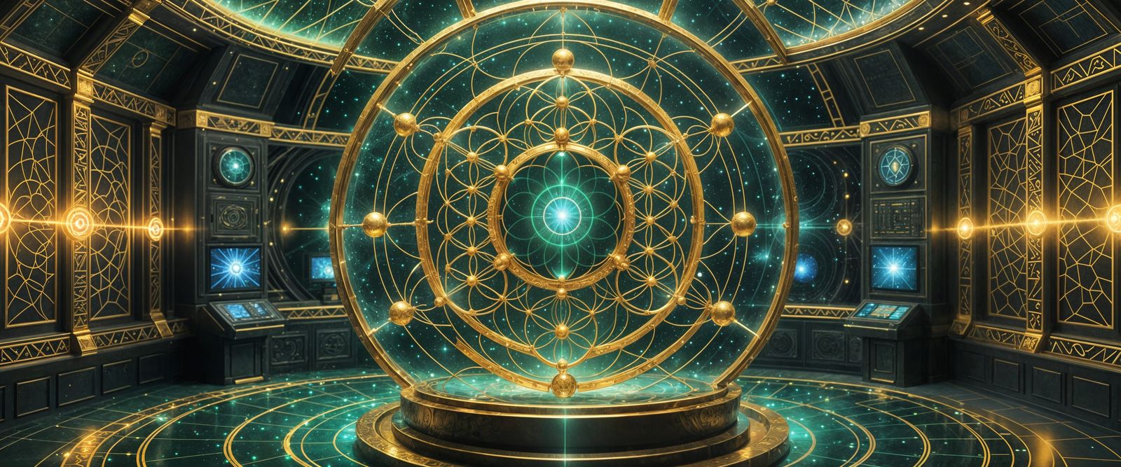Mystical Quantum Computer Control Room with Sacred Geometry ...