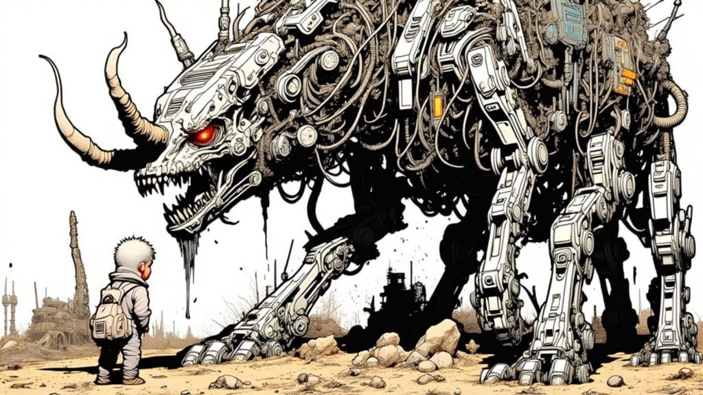 Cyberpunk Adventure Comic Book Cover in Moebius Style