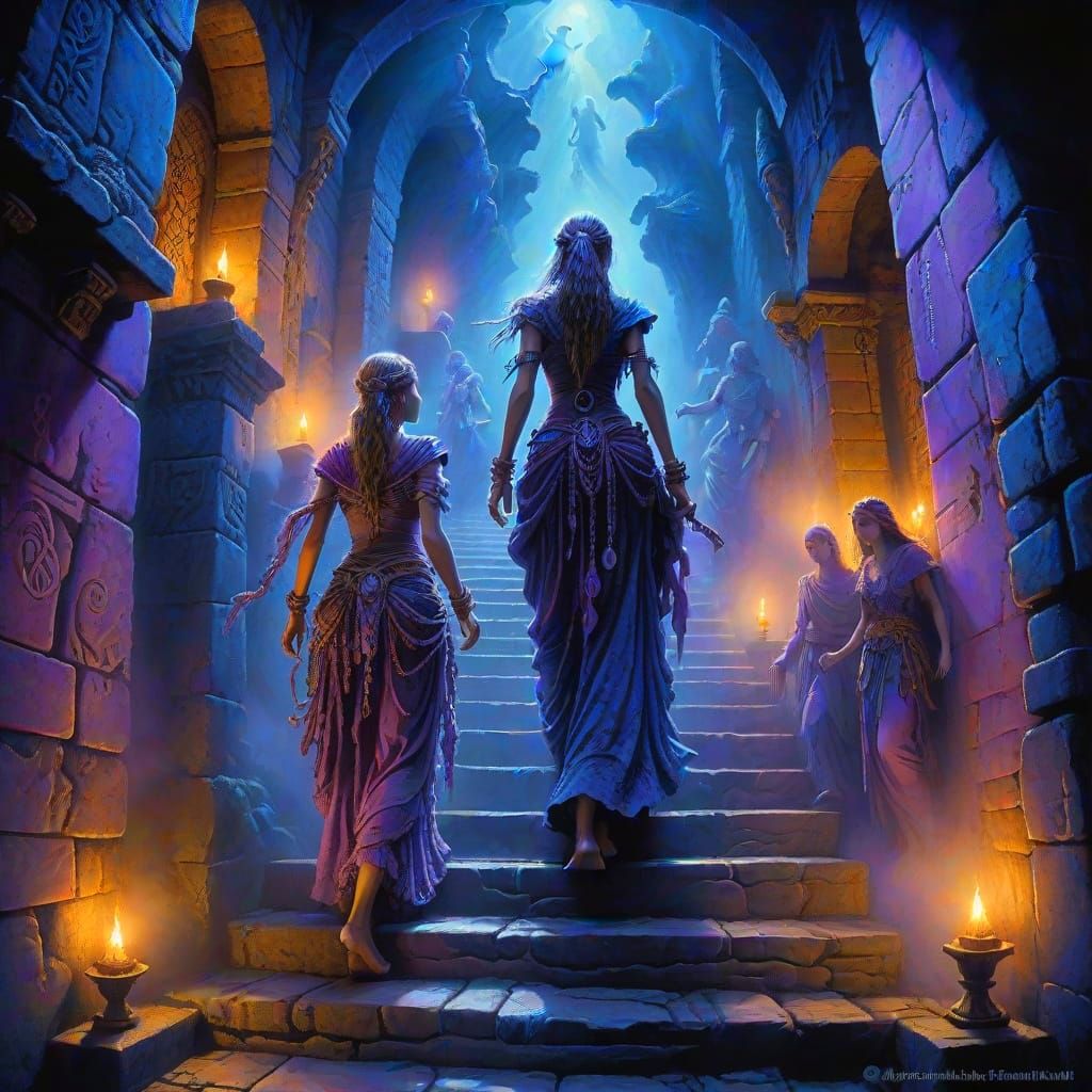 D&D Adventurers Descending into Dark Hole