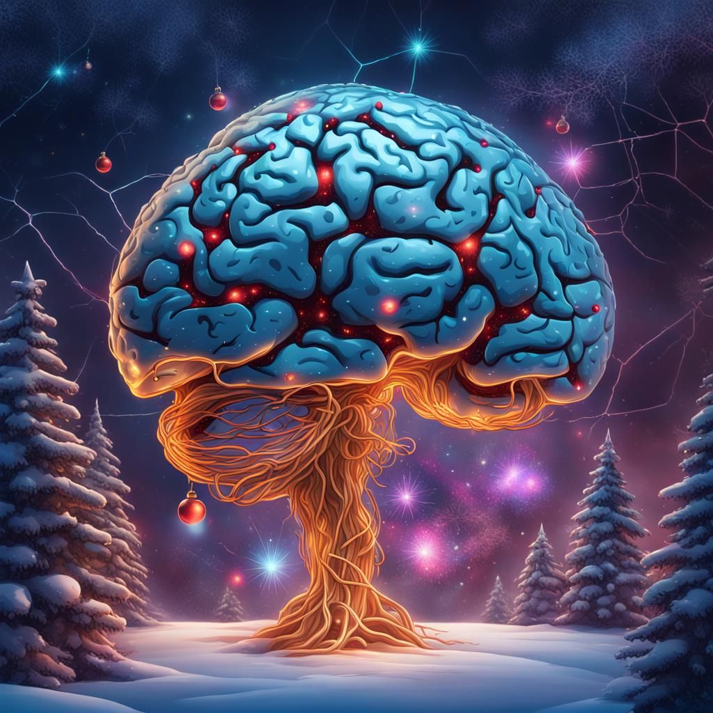 AI Brains Christmas Card: Astrospacial Fantasy Art