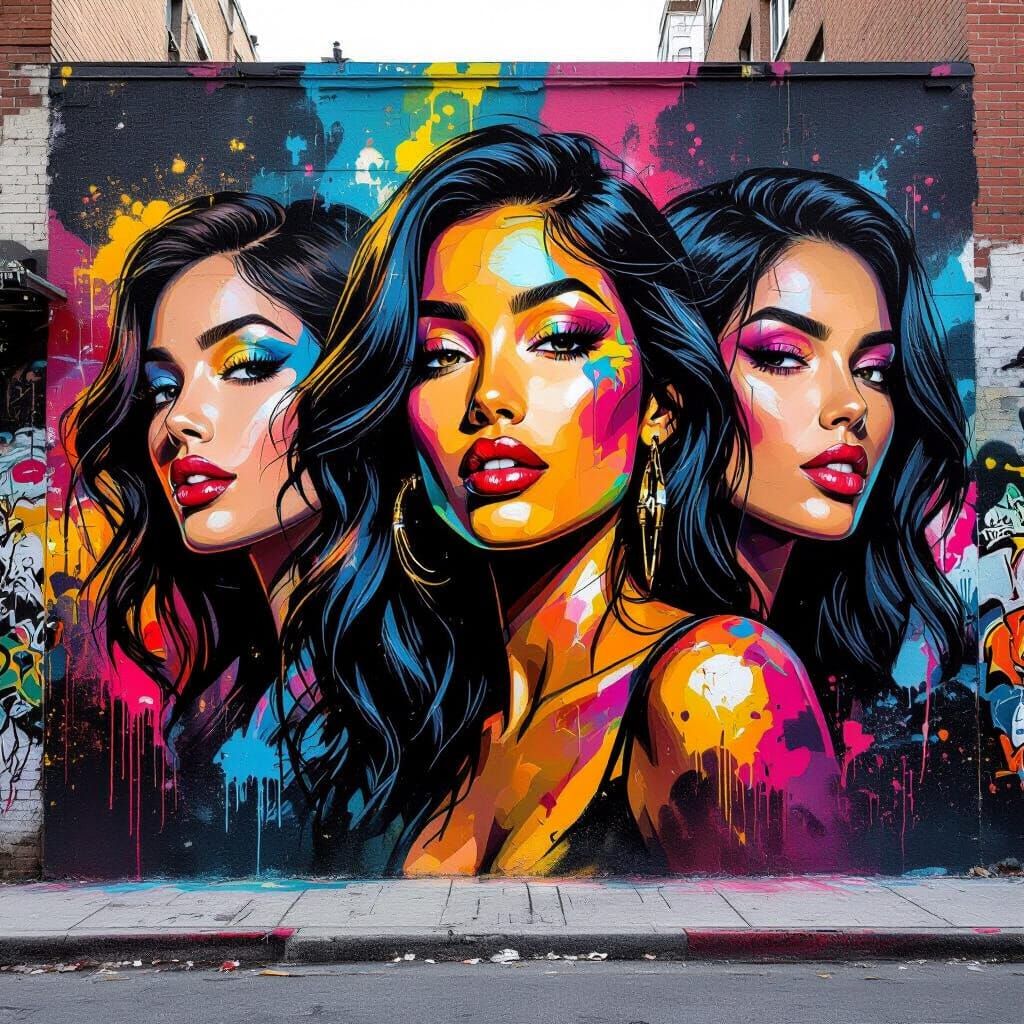 Empowered Women Street Art Mural in Vibrant Colors