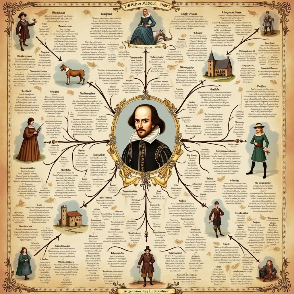 Shakespeare Mind Map in Fantasy Art Style