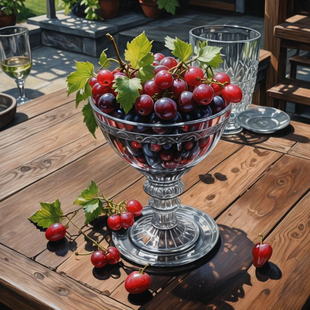 Cherry Grape Still Life in English Style