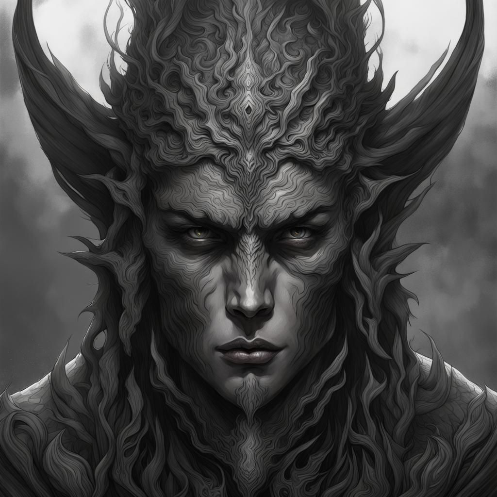 Air Elemental Portrait in Dark Fantasy Style