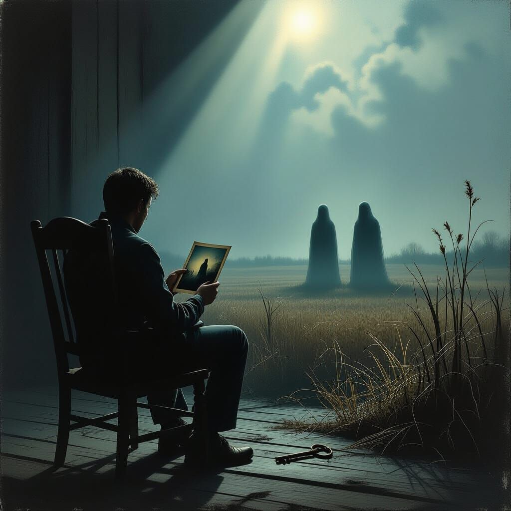 Nostalgic Matte Painting of Man with Photograph