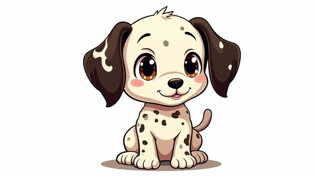 Pop Art Dalmatian in Chibi Anime Style