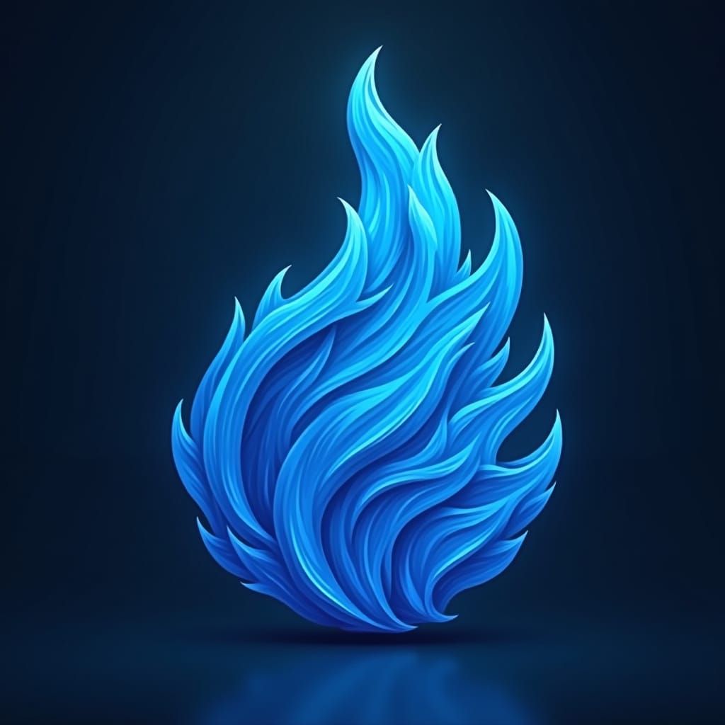 Blue Flame Logo: Art Nouveau Meets Futurism