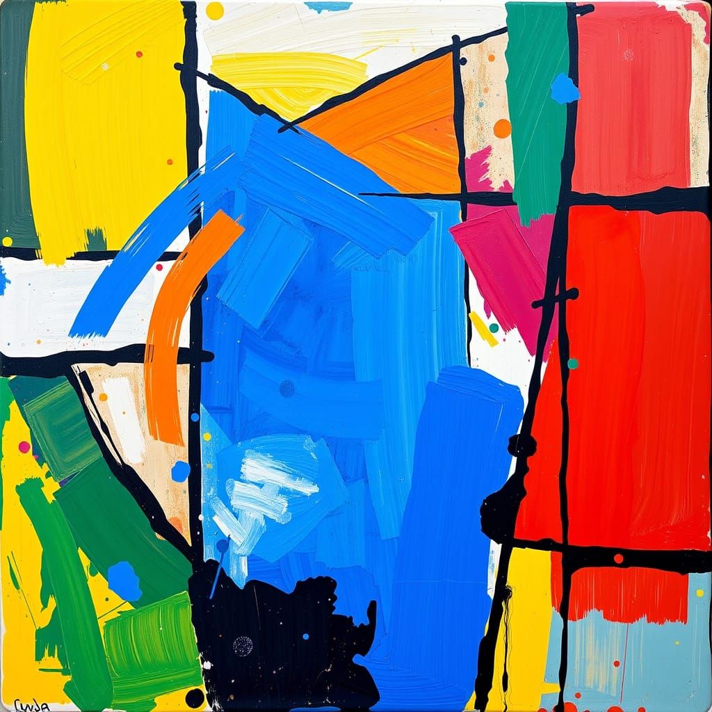Abstract Painting in Picasso, Matisse, and Kandinsky Style