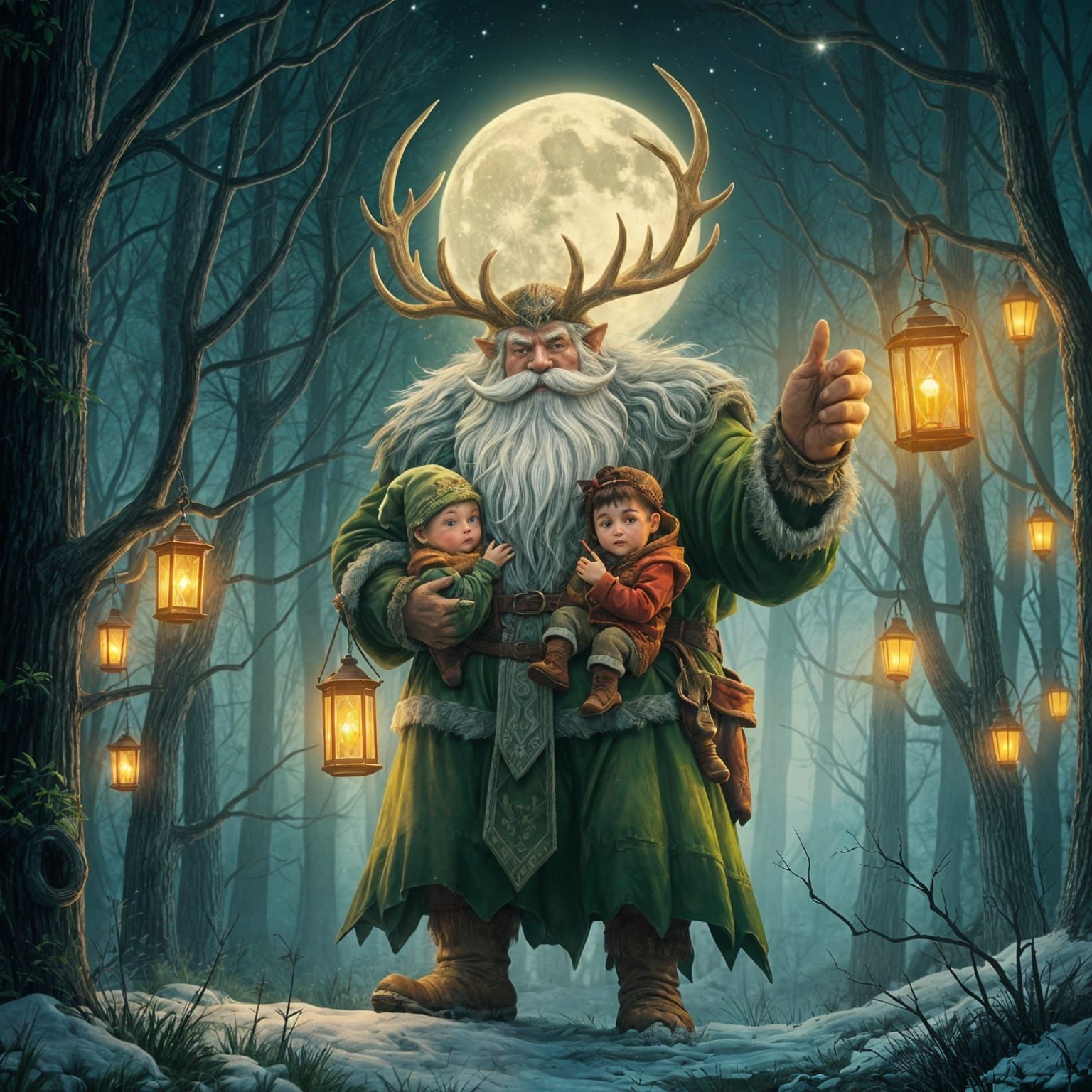 Benevolent Forest Giant Guiding Lost Children