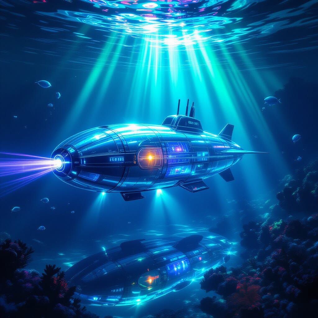 Luminescent Glass Submarine Explores Bioluminescent Ocean De...