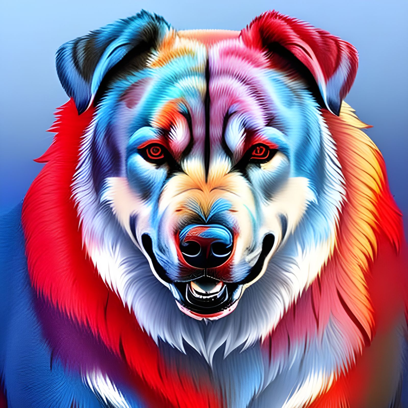 Cane Corso Engulfed in Red and Blue Fire