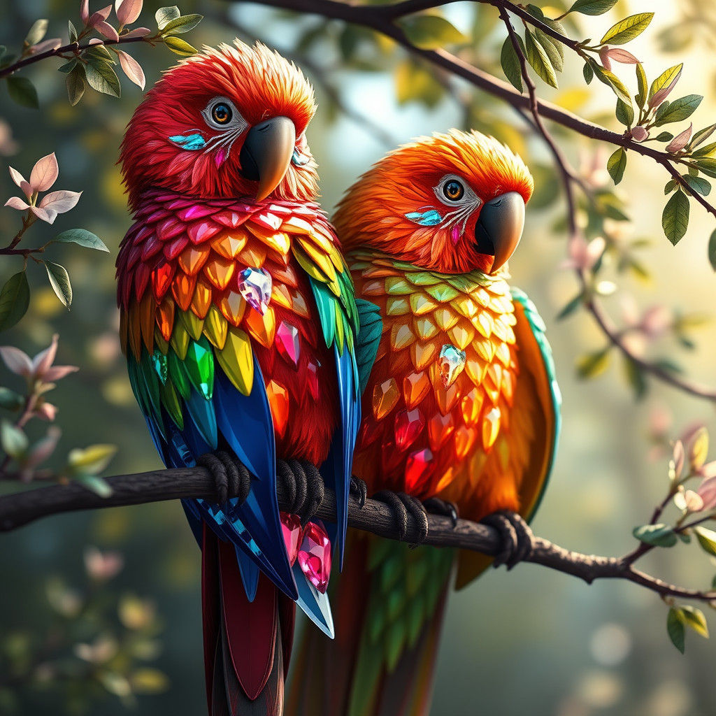 Jeweled Parrots on Branch: Matte Painting in Unreal Engine