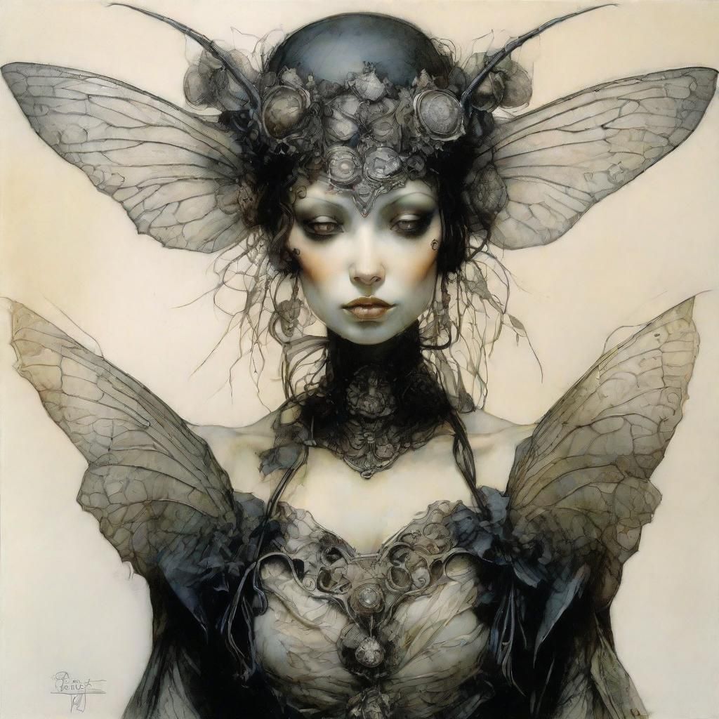 Comic Noir Fairy Portrait in Expressionist Style