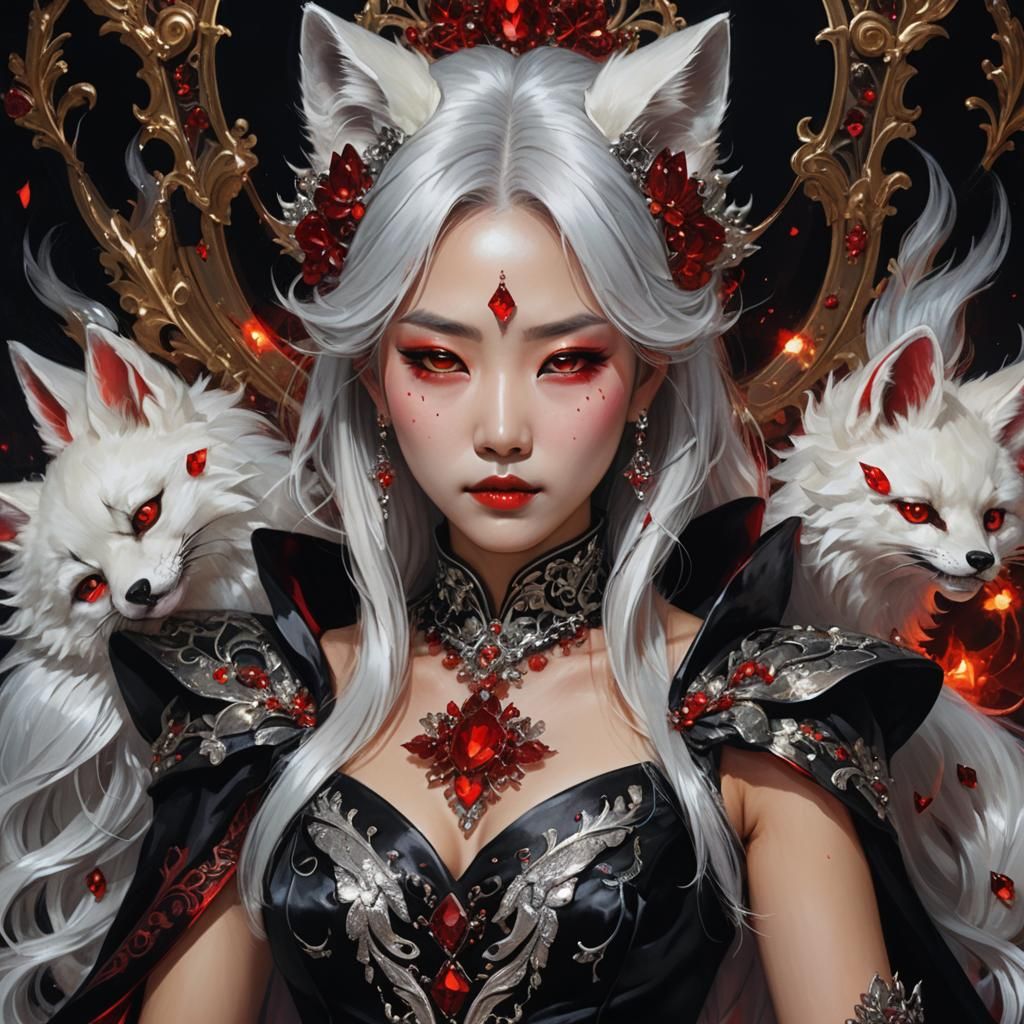 Korean Vampire Queen in Detailed Oil Painting
