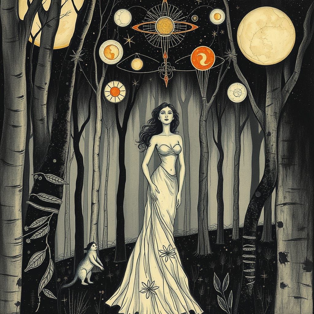 Surreal Forest Goddess in Celestial Realms