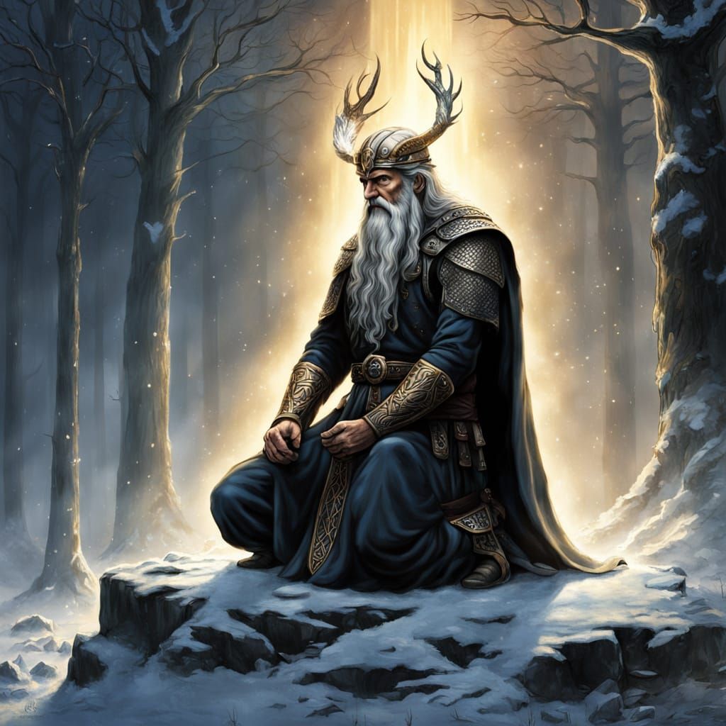 Pagan God Repents Before Odin in Nordic Realm