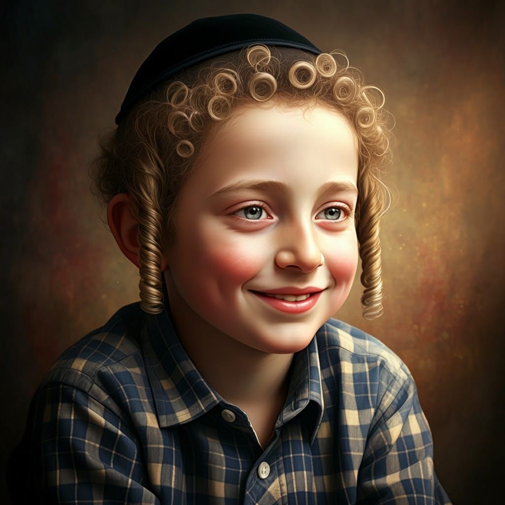 A Bright-Eyed Hasidic Youth in a Whimsical Community