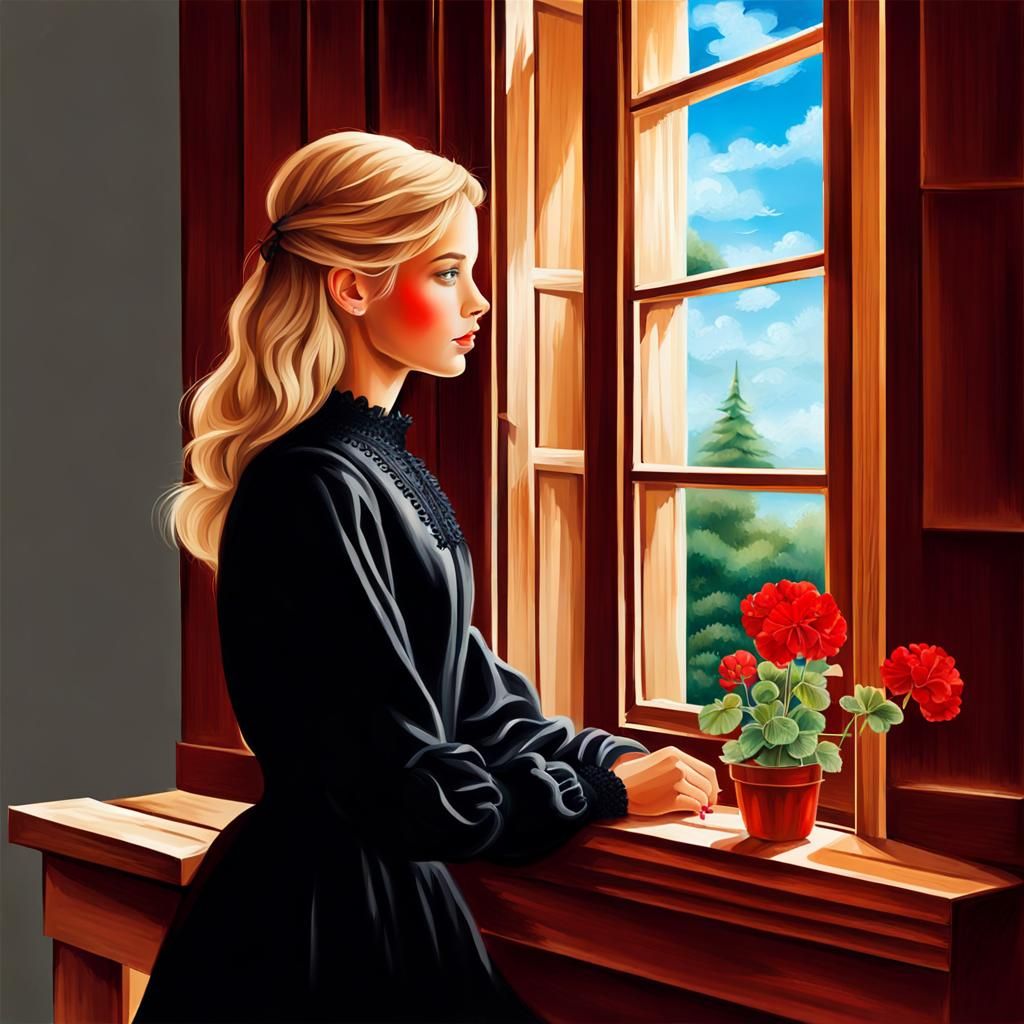 Blonde Teenager in Sangallo Dress: Airbrush Art