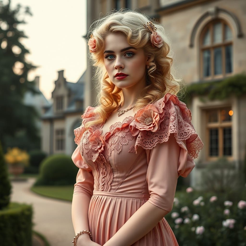 Edwardian Woman at Missethwaite Manor, Art Nouveau Style