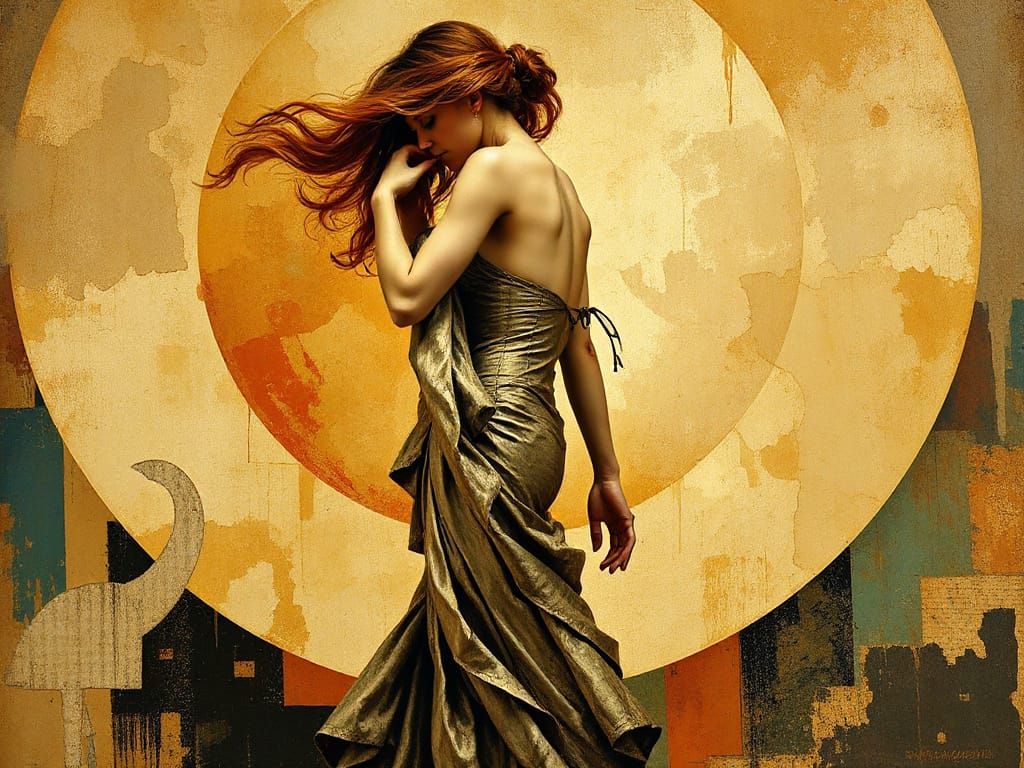 Abstract Bodyscape of Woman in Art Nouveau Style