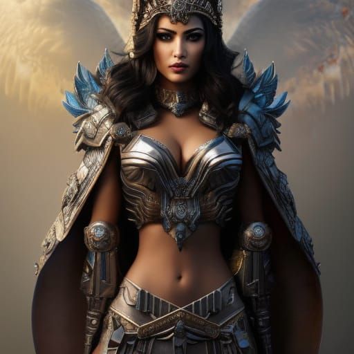 Goddess of War: Hyper-Detailed Digital Illustration