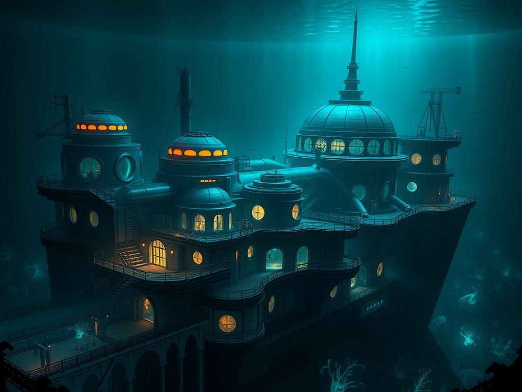 Underwater Research Facility in Dystopian Style