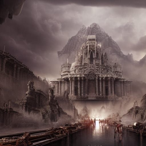 Epic Sacrifice in Digital Matte Painting Style