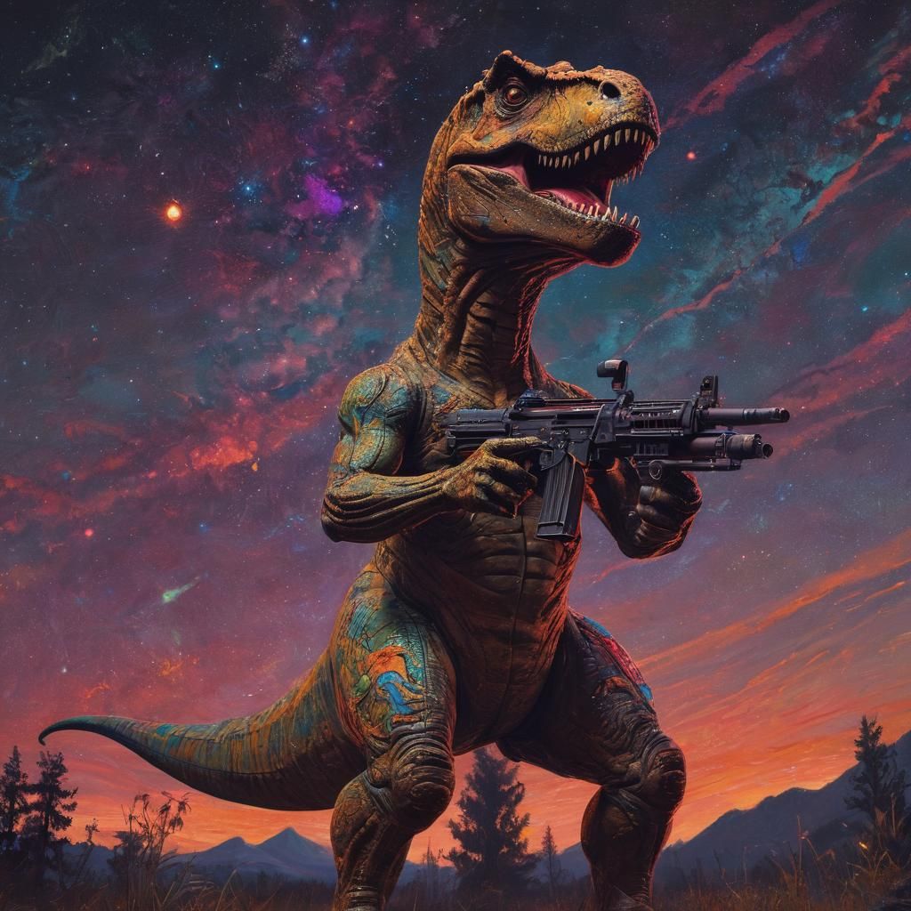 Ethereal T-Rex in Psychedelic Starlight
