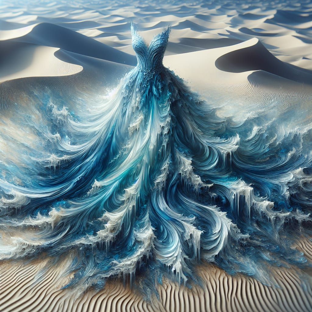 Ice Dress Digital Matte Painting in Sea Blue
