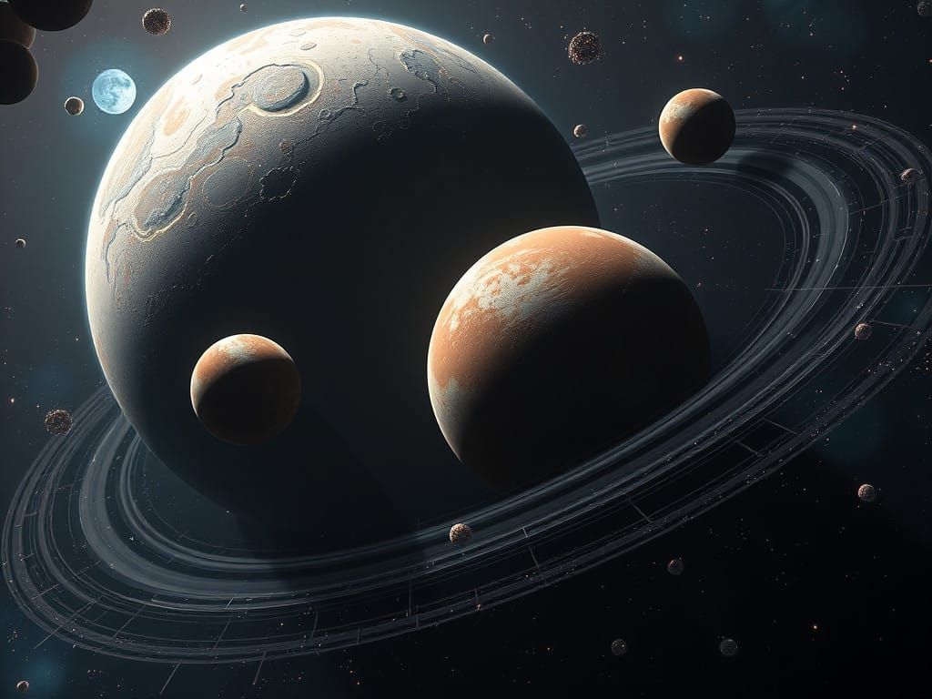 Planets in Stunning Orbit within a Vibrant Fantasy Cosmos