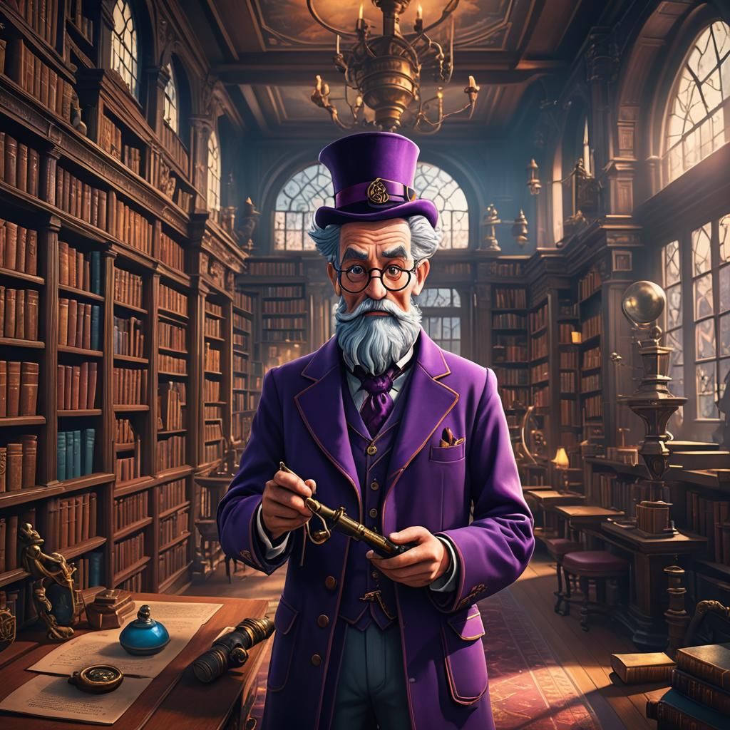 Professor Plum in Library: Detailed Matte Painting