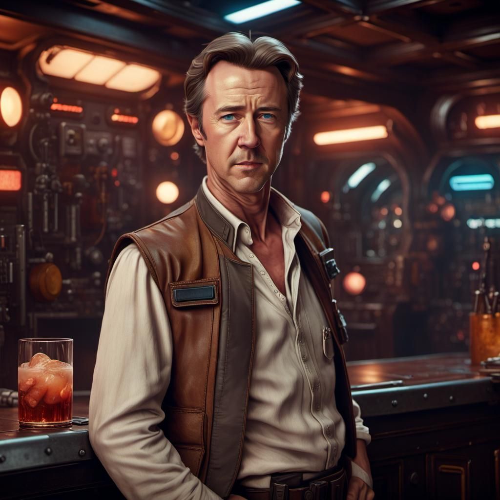 Edward Norton as Han Solo in Wes Anderson Style