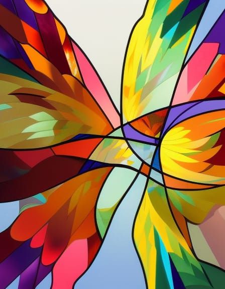 Colorful Stained Glass in Gouache Style