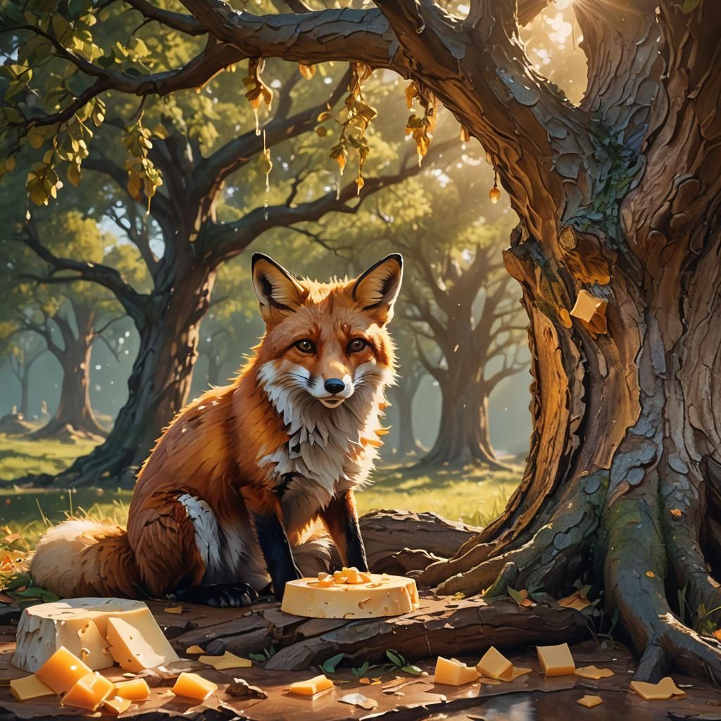 Fox Watches Cheese Melt in Golden Hour Light