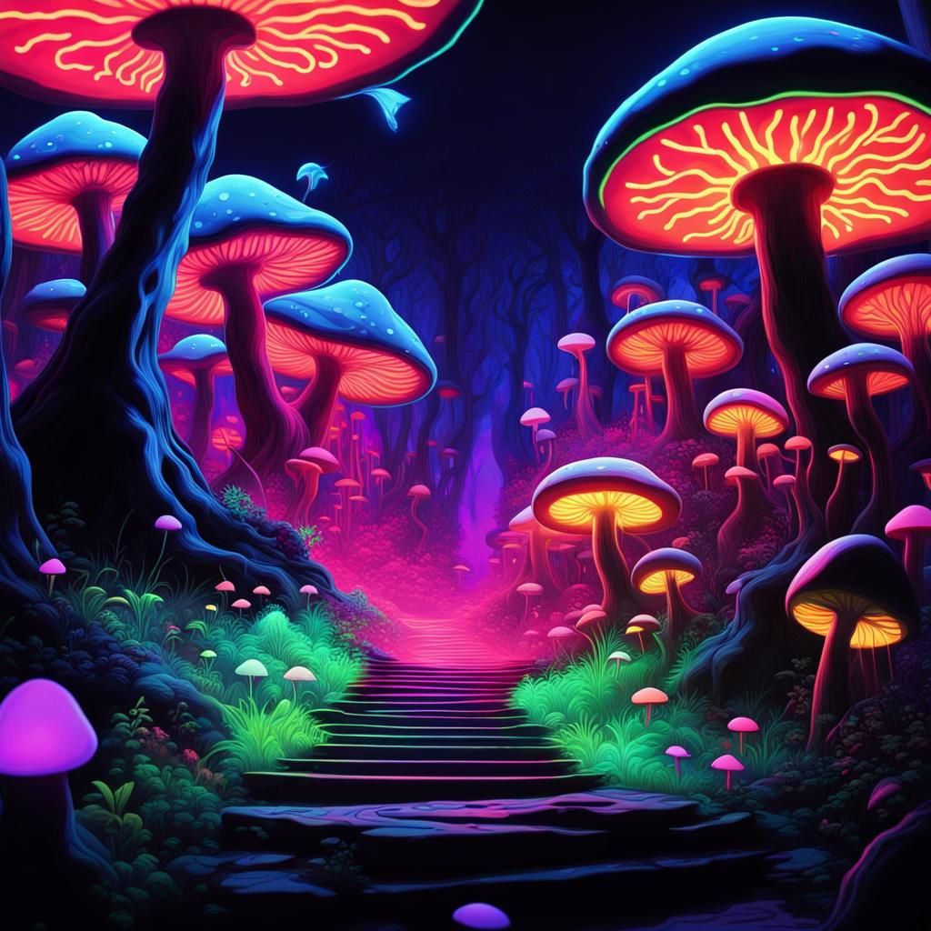 Glowing Forest: A Black Light Art Landscape