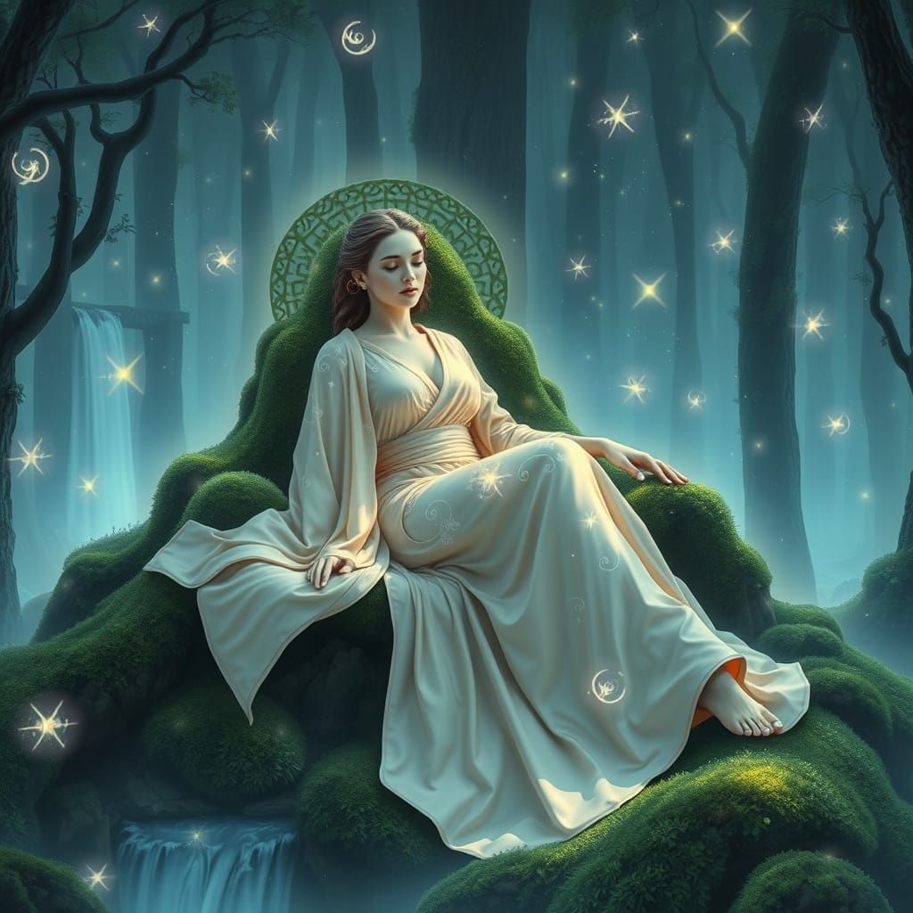 Cosmic Goddess in an Ethereal Forest Glade