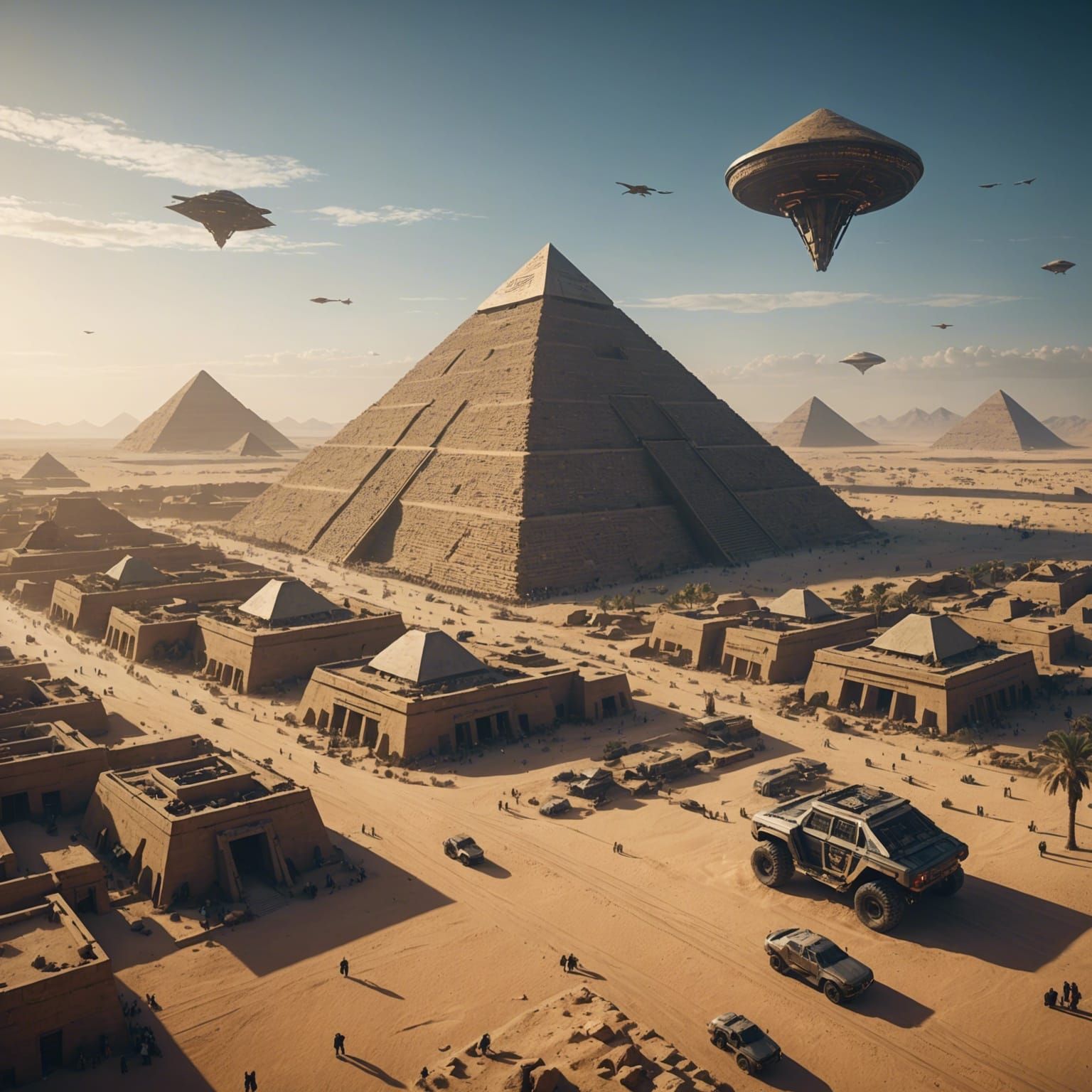 Futuristic Egyptian City in Cyberpunk Style