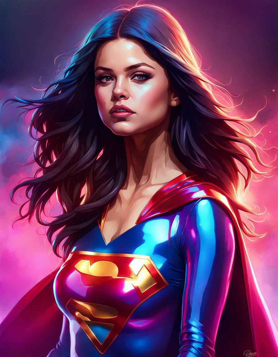 Selena Gomez as Supergirl Concept Art Portrait
