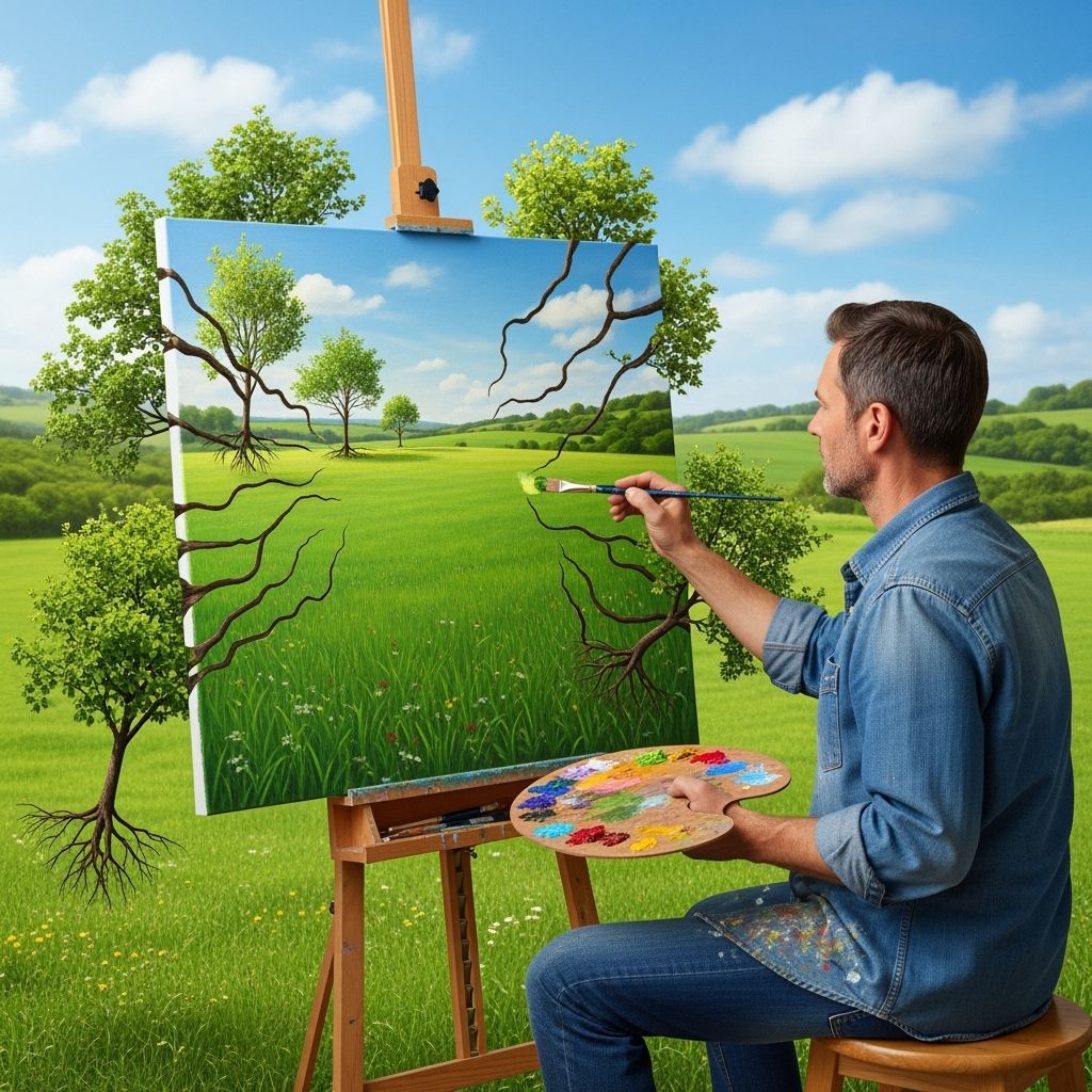 Artist Paints Living Landscape Emerging From Canvas