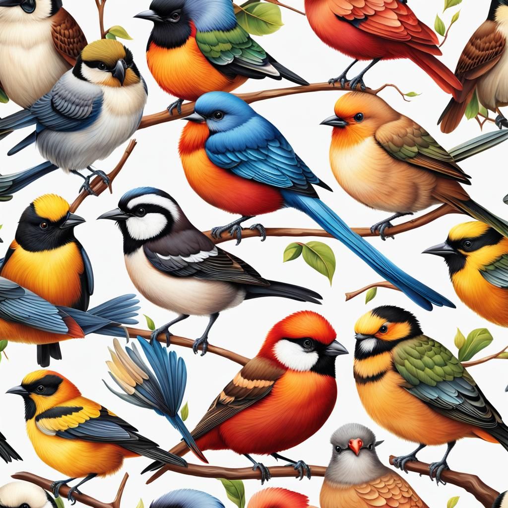 Realistic Cute Animal Bird Pattern Design