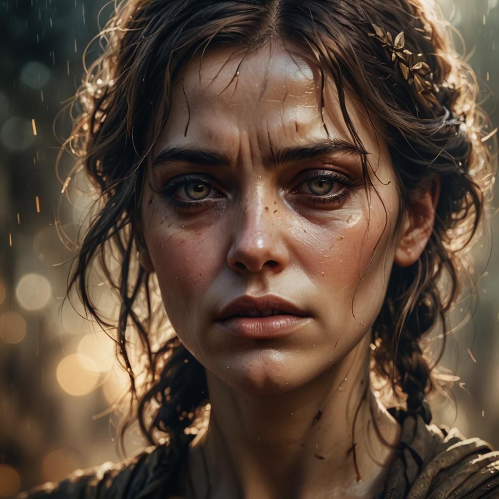 Mournful Movie Star Portrait in Earthy Tones