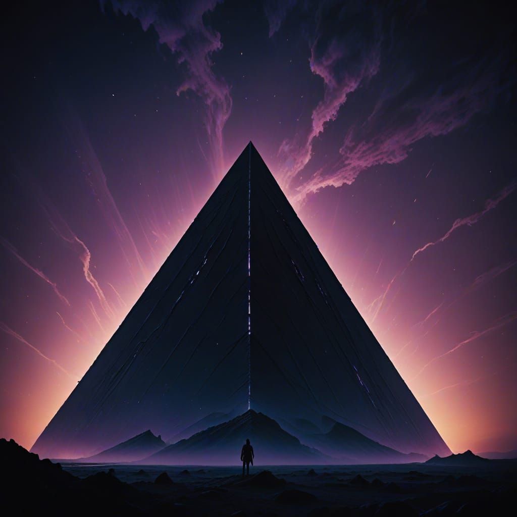 Ethereal Triangle Rises from Dark Abyss in Cinematic Style