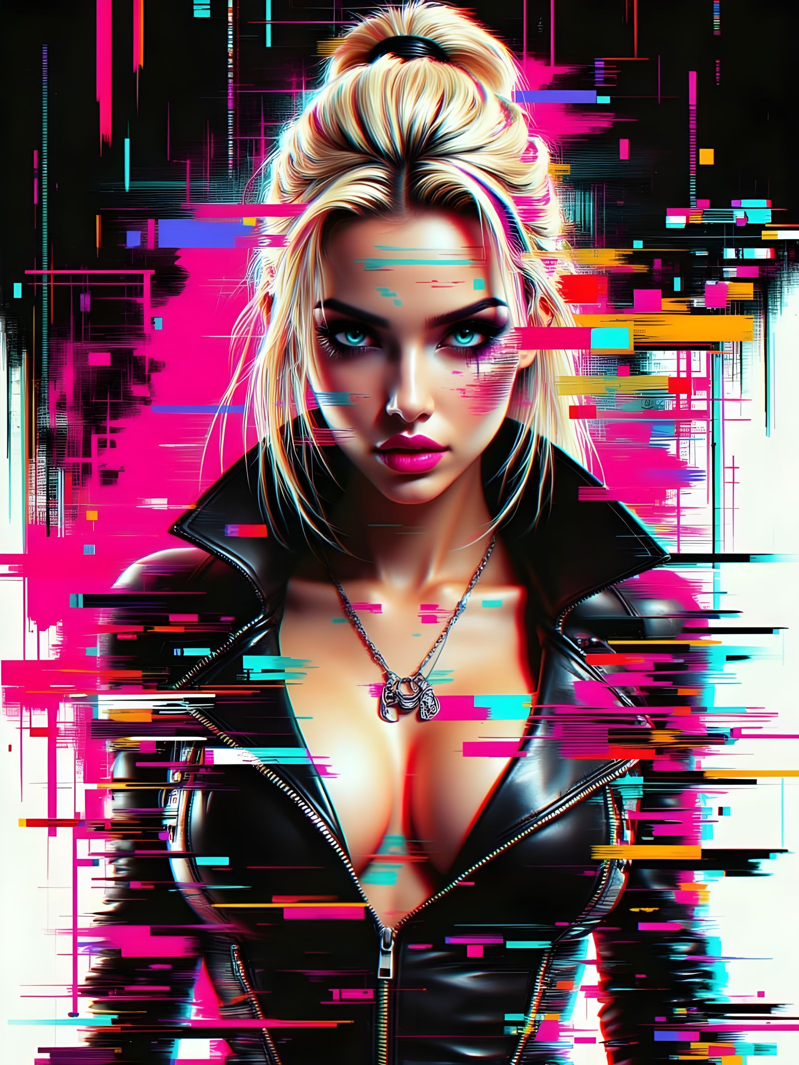 Dark Beauty in Glitch Art Style